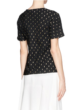 Back View - Click To Enlarge - CHLOÉ - Metallic embroidery short sleeve blouse