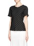 Front View - Click To Enlarge - CHLOÉ - Metallic embroidery short sleeve blouse