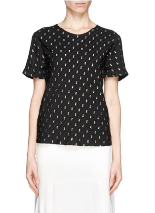 Main View - Click To Enlarge - CHLOÉ - Metallic embroidery short sleeve blouse