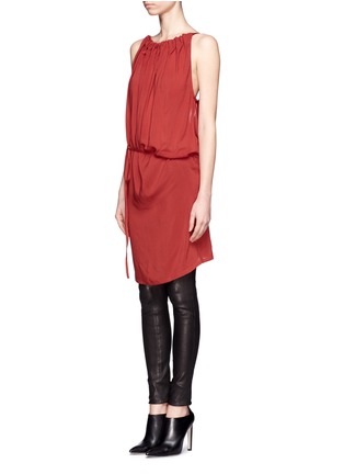 Front View - Click To Enlarge - ANN DEMEULEMEESTER - Ruche neck V-back dress
