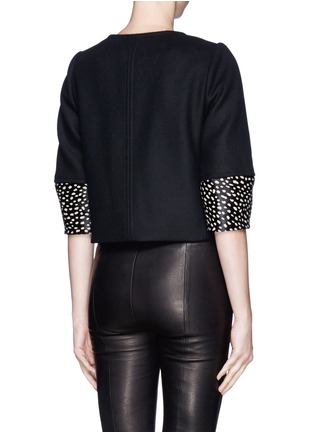 Back View - Click To Enlarge - TORY BURCH - 'Peggy' dot calf hair cuff jacket 