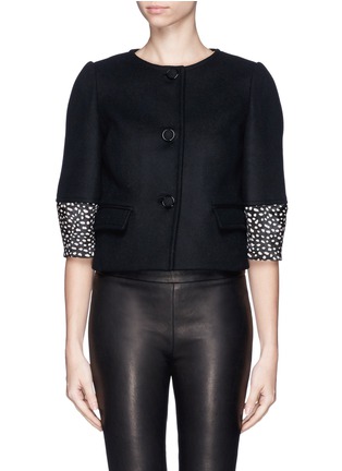 Main View - Click To Enlarge - TORY BURCH - 'Peggy' dot calf hair cuff jacket 
