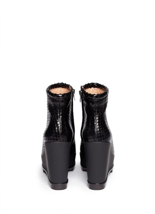 Back View - Click To Enlarge - CLERGERIE - Snakeskin effect platform wedge ankle boots
