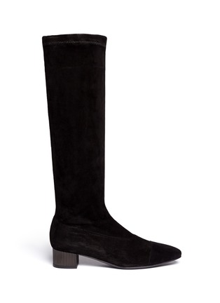 Main View - Click To Enlarge - CLERGERIE - 'Cofre' metal heel suede knee-high boots