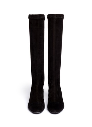 Figure View - Click To Enlarge - CLERGERIE - 'Cofre' metal heel suede knee-high boots