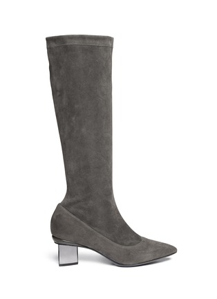 Main View - Click To Enlarge - NICHOLAS KIRKWOOD - Stretch suede triangular heel boots