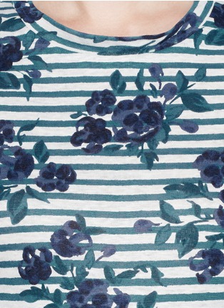 Detail View - Click To Enlarge - TORY BURCH - 'Kara' floral stripe linen T-shirt