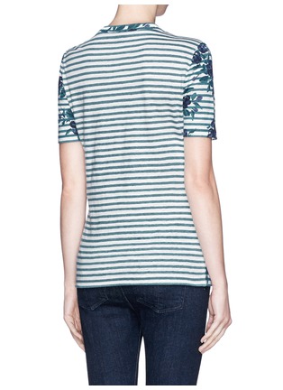 Back View - Click To Enlarge - TORY BURCH - 'Kara' floral stripe linen T-shirt