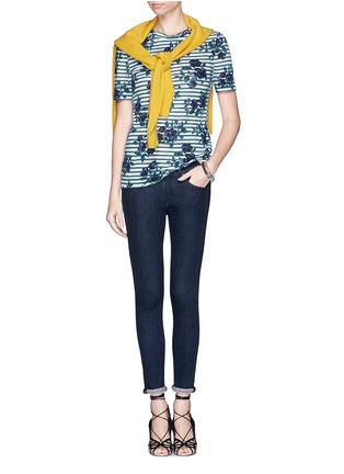 Figure View - Click To Enlarge - TORY BURCH - 'Kara' floral stripe linen T-shirt