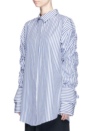 Front View - Click To Enlarge - STRATEAS CARLUCCI - 'Veil Macro' double layer sleeve stripe shirt
