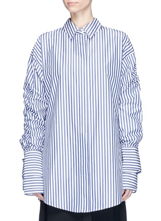 Main View - Click To Enlarge - STRATEAS CARLUCCI - 'Veil Macro' double layer sleeve stripe shirt