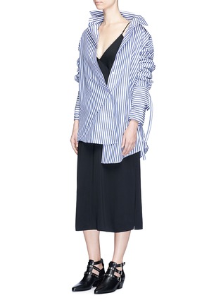 Figure View - Click To Enlarge - STRATEAS CARLUCCI - 'Veil Macro' double layer sleeve stripe shirt