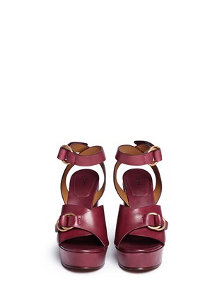 Front View - Click To Enlarge - CHLOÉ - 'Kingsley' buckle band leather platform sandals