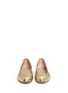 Front View - Click To Enlarge - CHLOÉ - 'Lauren' scalloped metallic leather ballerina flats