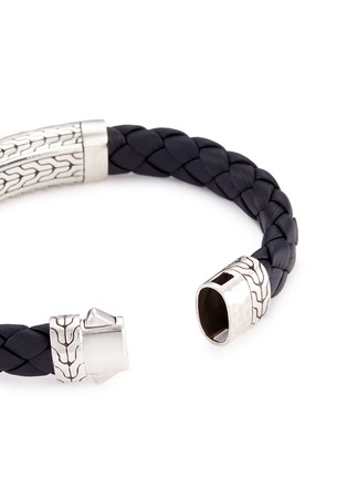 Detail View - Click To Enlarge - JOHN HARDY - Silver hammered charm braided leather bracelet