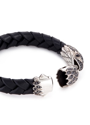 Detail View - Click To Enlarge - JOHN HARDY - Sapphire onyx silver eagle braided leather bracelet