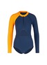 Main View - Click To Enlarge - FLAGPOLE SWIM - 'Kelly' cutout colourblock long sleeve swimsuit