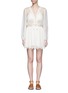Main View - Click To Enlarge - ZIMMERMANN - 'Oleander' lattice lace-up crinkled silk playsuit