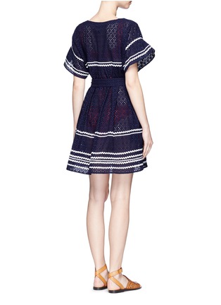 Back View - Click To Enlarge - LISA MARIE FERNANDEZ - 'Fiesta' zigzag stripe eyelet cotton lace dress