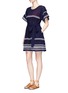 Front View - Click To Enlarge - LISA MARIE FERNANDEZ - 'Fiesta' zigzag stripe eyelet cotton lace dress