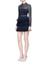 Figure View - Click To Enlarge - SELF-PORTRAIT - Mixed star guipure lace tiered mini dress