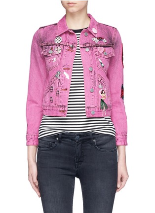 Main View - Click To Enlarge - MARC JACOBS - Embroidered bleached denim shrunken jacket