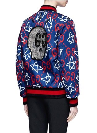Back View - Click To Enlarge - GUCCI - 'GucciGhost' skull embellished bomber jacket