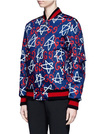 Front View - Click To Enlarge - GUCCI - 'GucciGhost' skull embellished bomber jacket