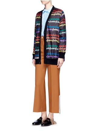 Figure View - Click To Enlarge - GUCCI - Reversible rainbow logo print cardigan