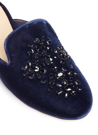 Detail View - Click To Enlarge - MICHAEL KORS - 'Edie' embellished velvet slide slip-ons
