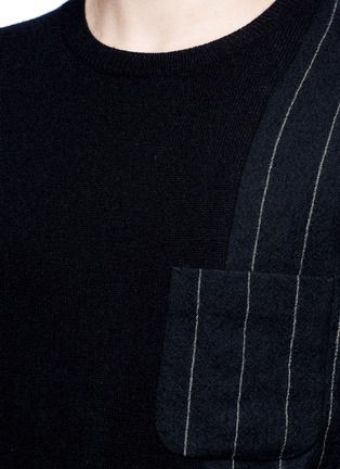 Detail View - Click To Enlarge - UMA WANG - Pinstripe panel cashmere sweater