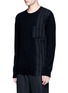 Front View - Click To Enlarge - UMA WANG - Pinstripe panel cashmere sweater
