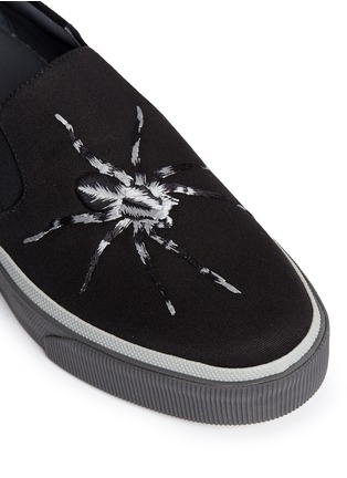 Detail View - Click To Enlarge - LANVIN - Spider embroidery canvas and suede skate slip-ons