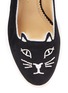 Detail View - Click To Enlarge - CHARLOTTE OLYMPIA - 'Kitty 35' metallic coil embroidery suede pumps