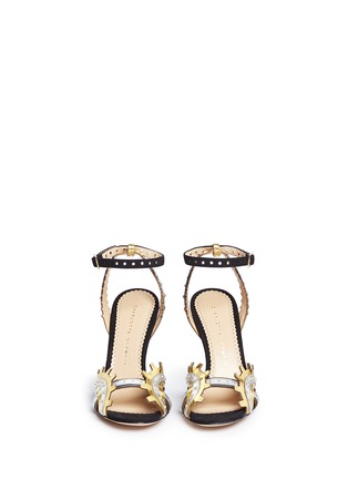 Front View - Click To Enlarge - CHARLOTTE OLYMPIA - 'High Gear' cog cutout metallic leather sandals