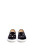 Front View - Click To Enlarge - CHARLOTTE OLYMPIA - 'Cool Cats' kitty face embroidery velvet skate slip-ons