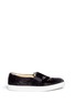 Main View - Click To Enlarge - CHARLOTTE OLYMPIA - 'Cool Cats' kitty face embroidery velvet skate slip-ons