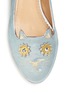 Detail View - Click To Enlarge - CHARLOTTE OLYMPIA - 'Mechanical Kitty' metallic suede flats