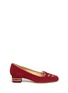 Main View - Click To Enlarge - CHARLOTTE OLYMPIA - 'Kitty 35' metallic coil embroidery suede pumps