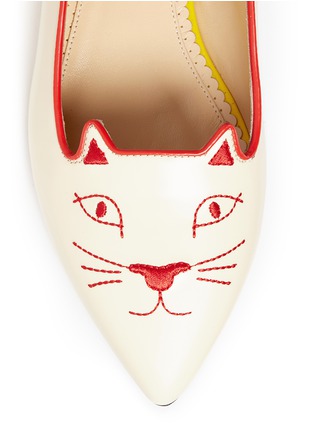 Detail View - Click To Enlarge - CHARLOTTE OLYMPIA - 'Mid-Century Kitty' contrast heel leather flats