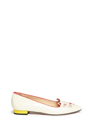 Main View - Click To Enlarge - CHARLOTTE OLYMPIA - 'Mid-Century Kitty' contrast heel leather flats