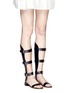 Figure View - Click To Enlarge - FRANCESCO RUSSO - Cutout shaft leather gladiator sandals