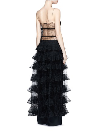 Back View - Click To Enlarge - ALEXANDER MCQUEEN - Sheer floral lace high-low ruffle dress
