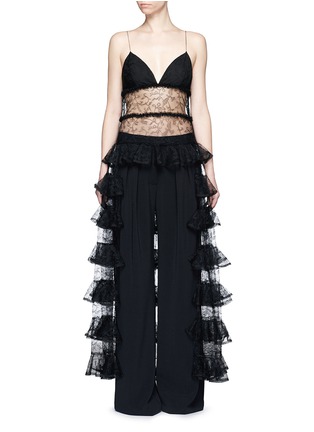Main View - Click To Enlarge - ALEXANDER MCQUEEN - Sheer floral lace high-low ruffle dress