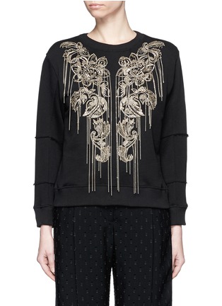 Main View - Click To Enlarge - ALEXANDER MCQUEEN - Chain fringe floral embellished sweatshirt