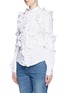 Front View - Click To Enlarge - ALEXANDER MCQUEEN - Frill trim cotton poplin shirt