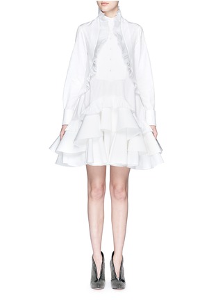 Main View - Click To Enlarge - ALEXANDER MCQUEEN - Floral jacquard pleated tier ruffle shirt dress