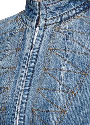 Detail View - Click To Enlarge - ALEXANDER MCQUEEN - Cutout front tailored denim long coat