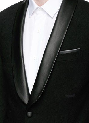 Detail View - Click To Enlarge - NEIL BARRETT - Leather shawl lapel skinny fit tuxedo blazer