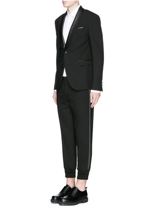 Figure View - Click To Enlarge - NEIL BARRETT - Leather shawl lapel skinny fit tuxedo blazer